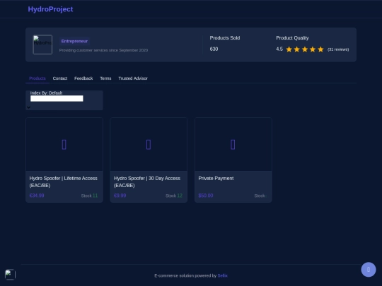 Explore HydroProject's Store on Sellix screenshot