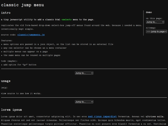 dev/sandbox/classic-jump-menu screenshot