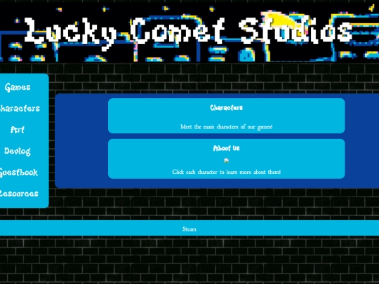 website pages/characters screenshot