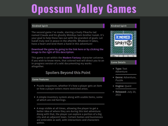 OpossumValleyGames/Games/KindredSpirit screenshot