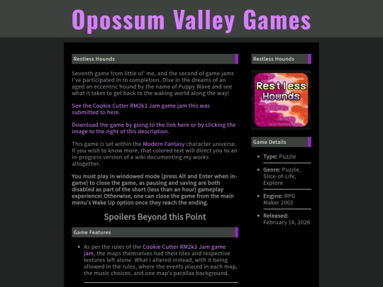 OpossumValleyGames/Games/RestlessHounds screenshot