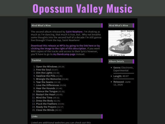 OpossumValleyMusic/Music/MindWhatsMine screenshot