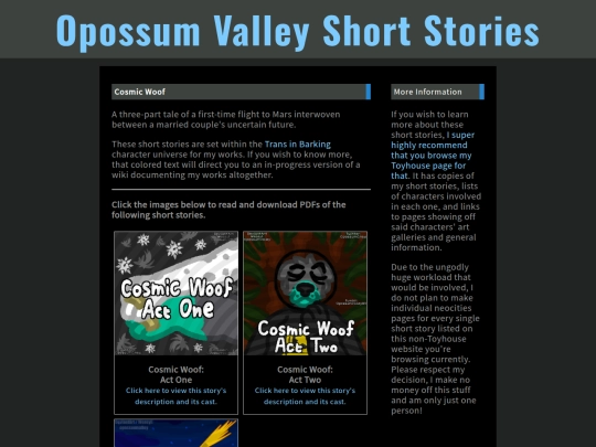 OpossumValleyShortStories/Stories/CosmicWoof screenshot