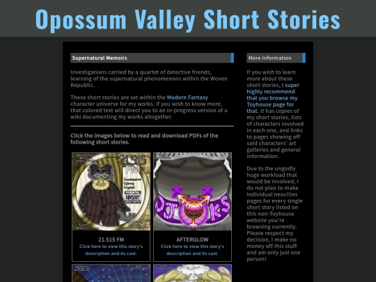 OpossumValleyShortStories/Stories/SupernaturalMemoirs screenshot