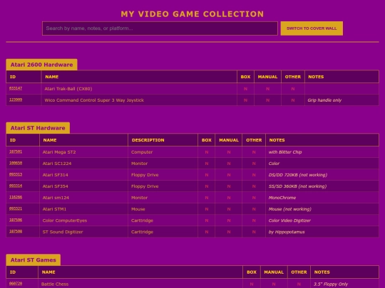 My Games List screenshot