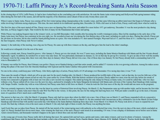 Achievements/1970s/LaffitPincaySantaAnitaMeetRecord screenshot