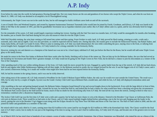 Horses/A/A.P.Indy screenshot