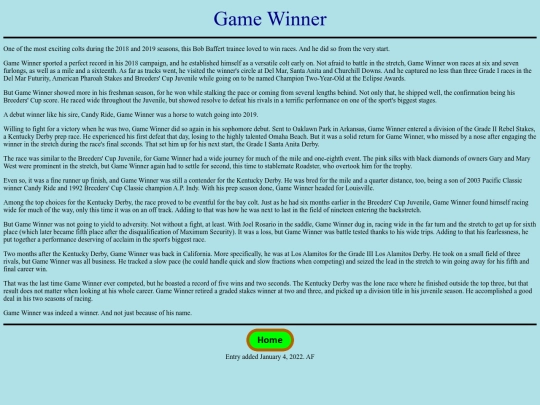 Horses/G/GameWinner screenshot