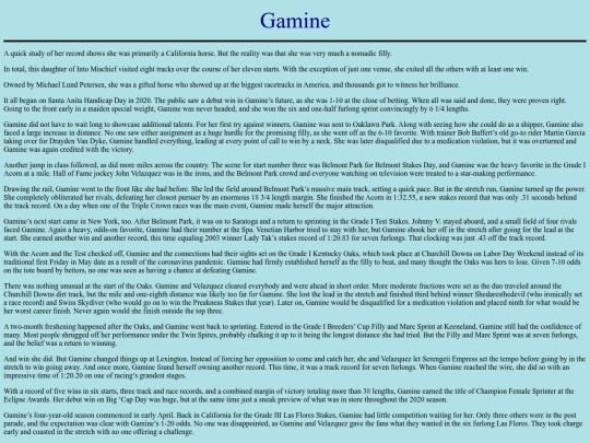 Horses/G/Gamine screenshot
