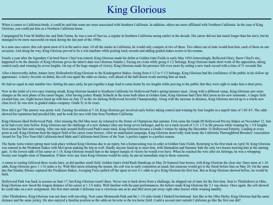 Horses/K/KingGlorious screenshot