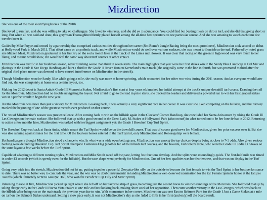 Horses/M/Mizdirection screenshot
