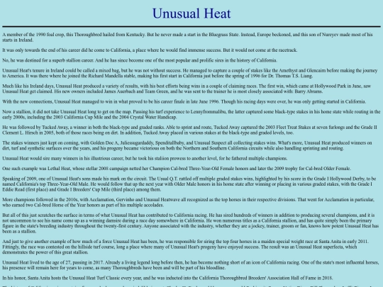 Horses/U/UnusualHeat screenshot