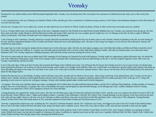 Horses/V/Vronsky screenshot