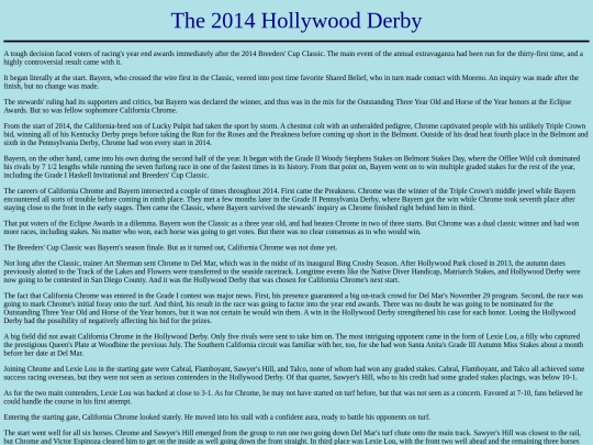 Races/2010s/2014HollywoodDerby screenshot