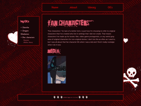 Story pages/fancharacters screenshot