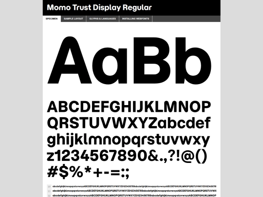Fonts/Momo/momotrustdisplay-regular-demo screenshot