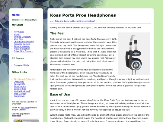 writings/reviews/koss-headphones screenshot