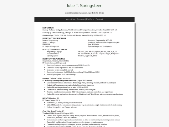 resume screenshot