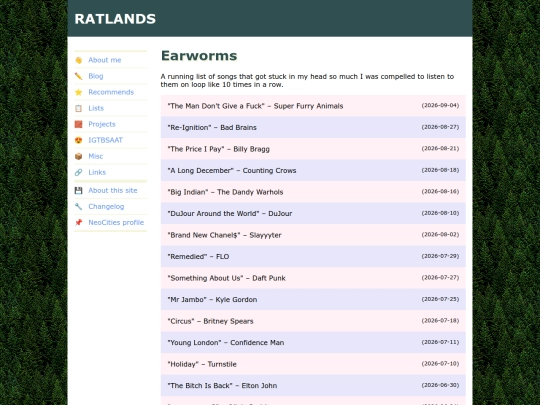lists/earworms screenshot