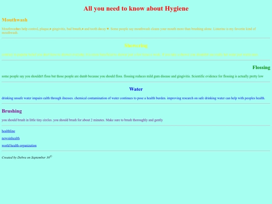 classwork/hygeine screenshot