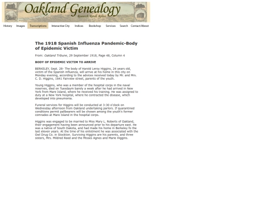 oaklandgenealogy/transcriptions/SpanishInfluenza/SI29Sep screenshot