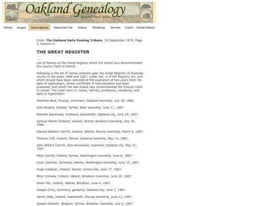oaklandgenealogy/transcriptions/VotingRolls/GreatRegister29Sep1874 screenshot