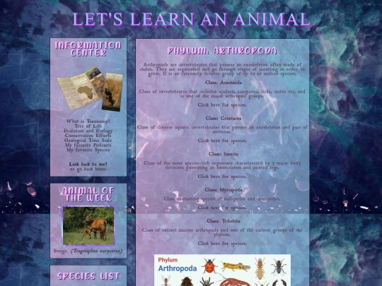 letslearnananimal/animalia/arthropoda screenshot