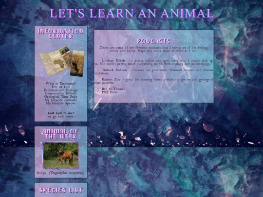 letslearnananimal/podcasts screenshot
