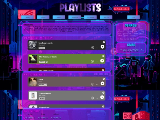 music/playlists screenshot