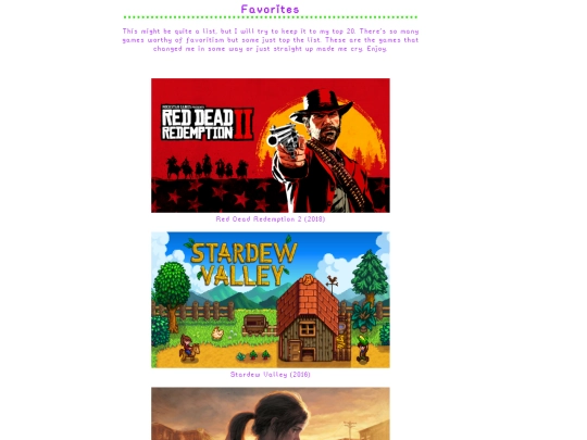 videogames/favorites screenshot