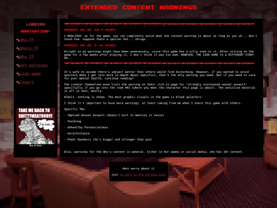 shrines/404/ext-warnings screenshot