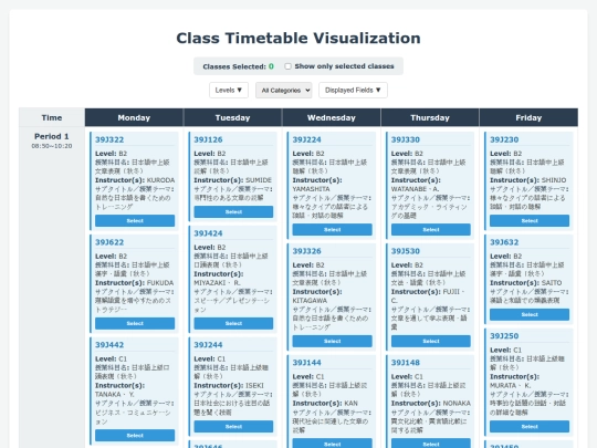 timetable screenshot