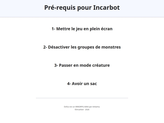 pré-requis screenshot