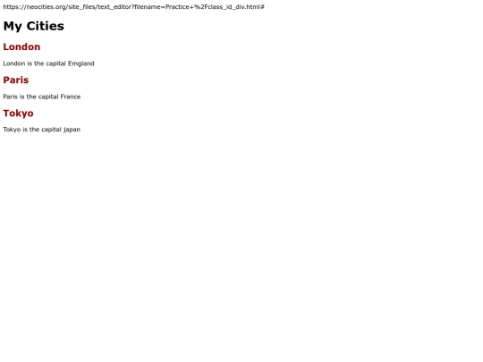 Practice /class_id_div screenshot