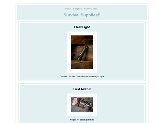 Survial_Website/supplies screenshot