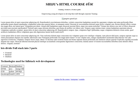 course page screenshot