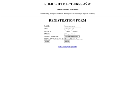 course page/register screenshot