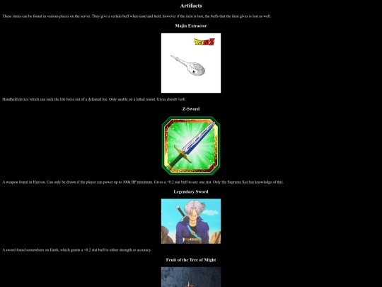 Artifacts screenshot