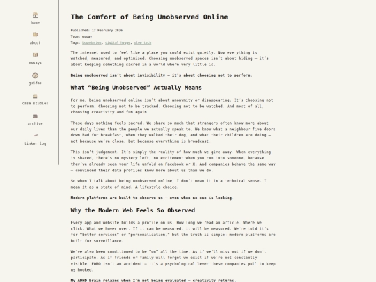 essays/the-comfort-of-being-unobserved-online screenshot