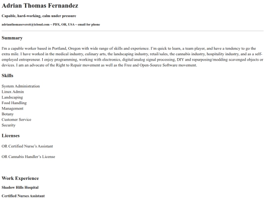 resume screenshot