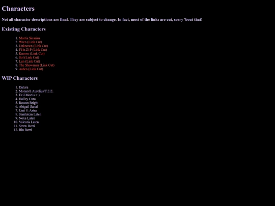 Characters screenshot