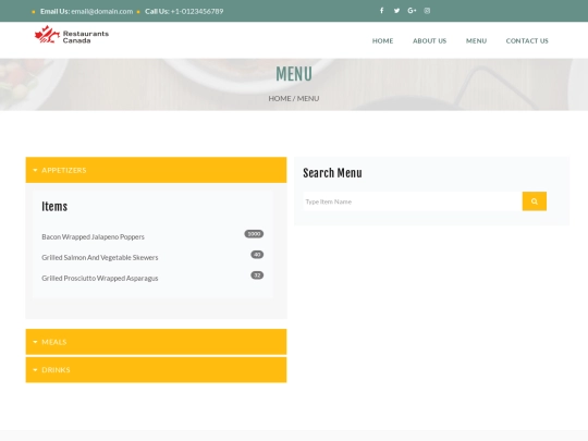 menu screenshot