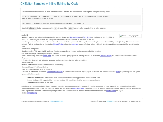 ckeditor/samples/inlinebycode screenshot