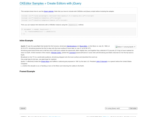 ckeditor/samples/jquery screenshot