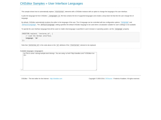 ckeditor/samples/uilanguages screenshot