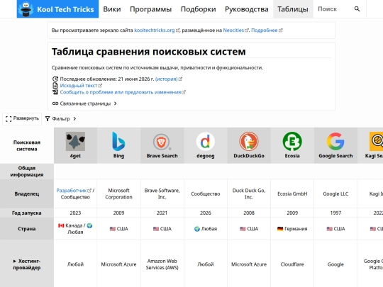 tables/search-engines screenshot