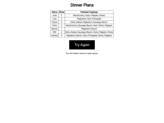 DinnerPlans screenshot