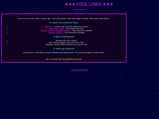 links screenshot