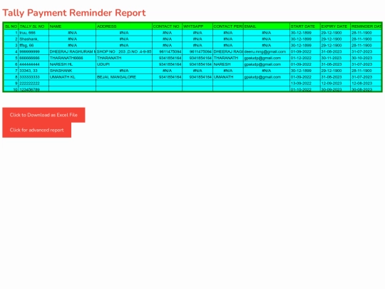 Tally/0.001Report screenshot