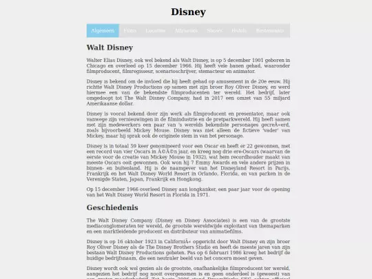 Disney website/algemeen screenshot